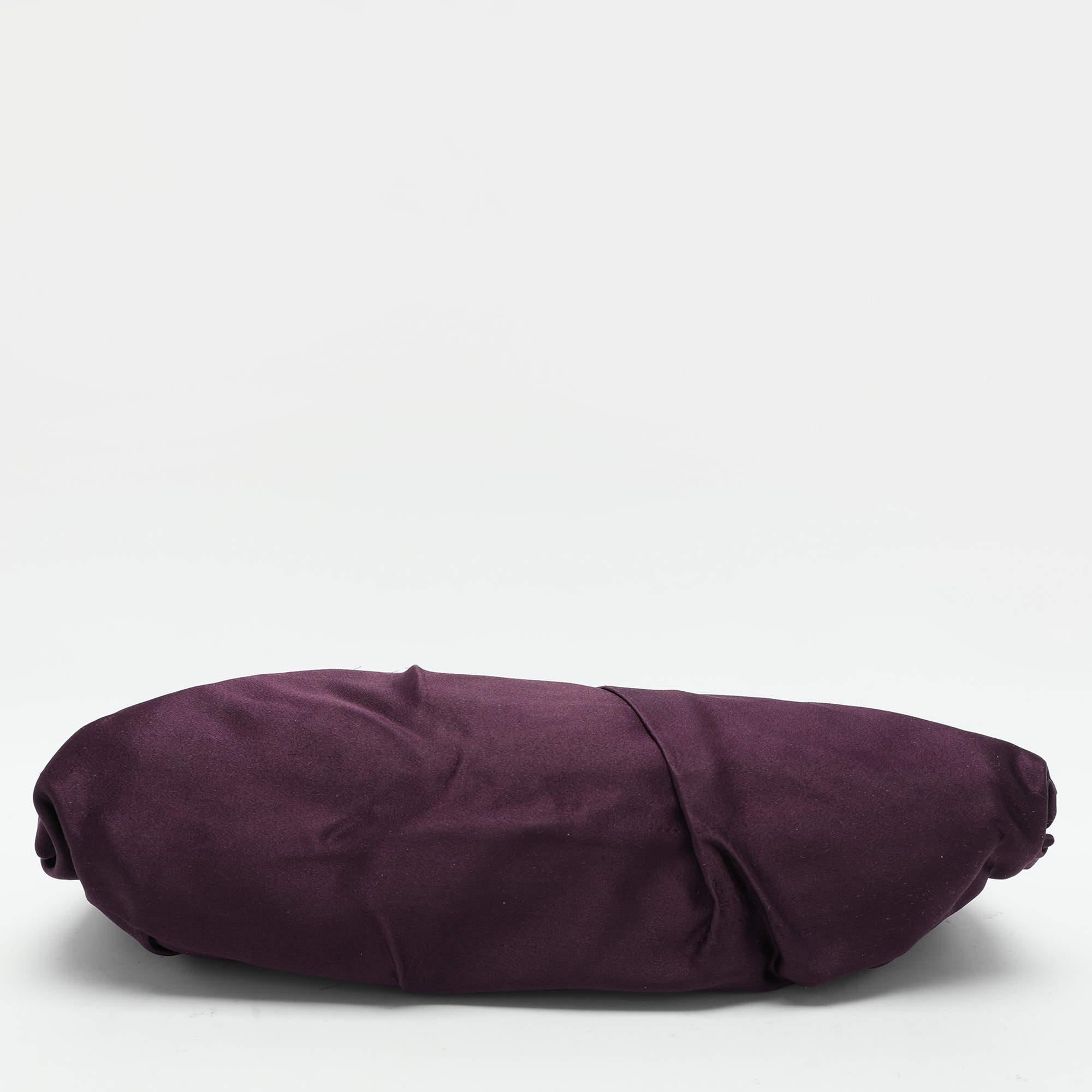 Prada Purple Satin Raso Pleated Clutch 2