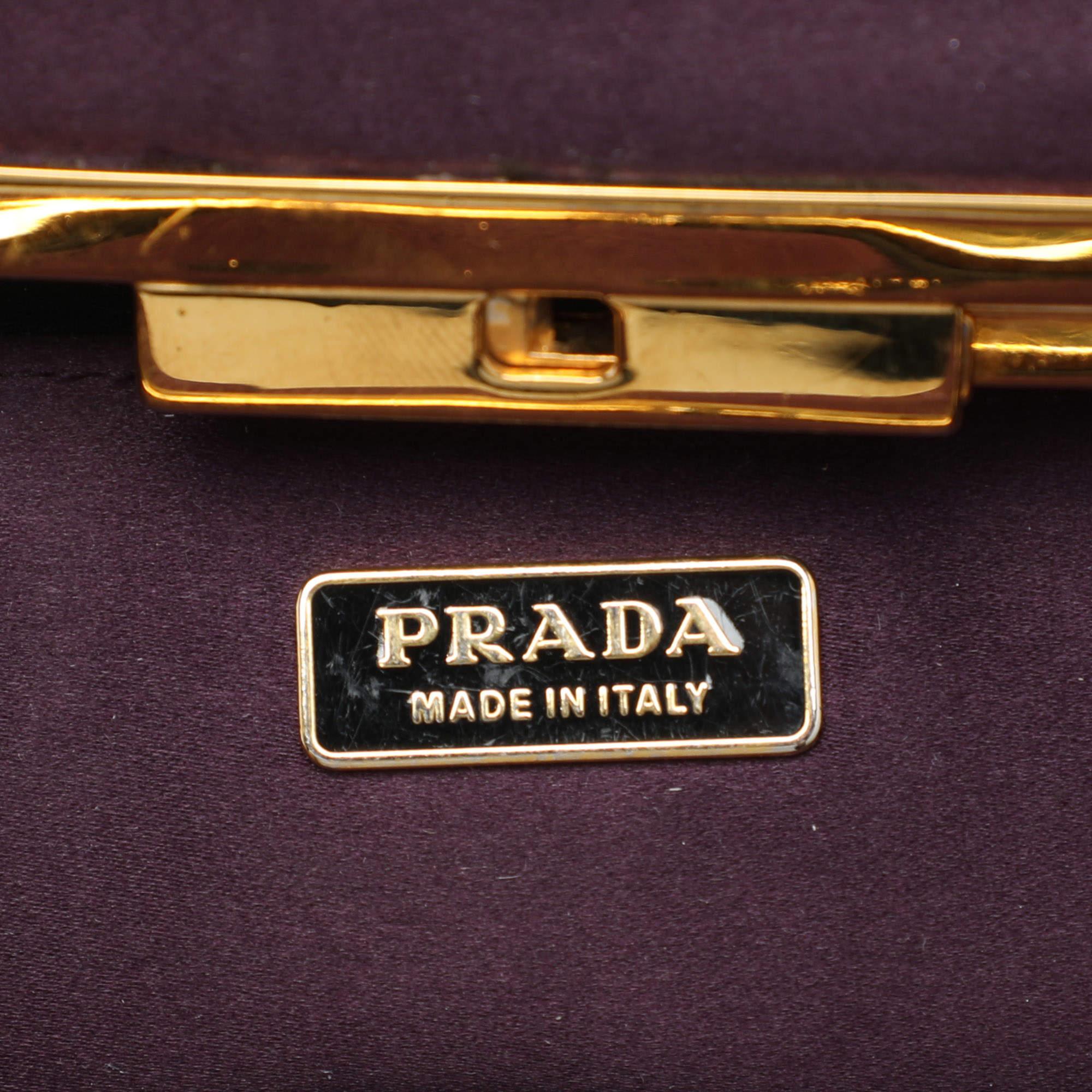 Prada Purple Satin Raso Pleated Clutch 4