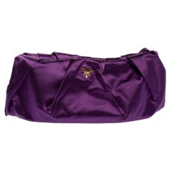 Prada Purple Satin Raso Pleated Clutch