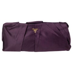 Prada Purple Satin Raso Pleated Clutch