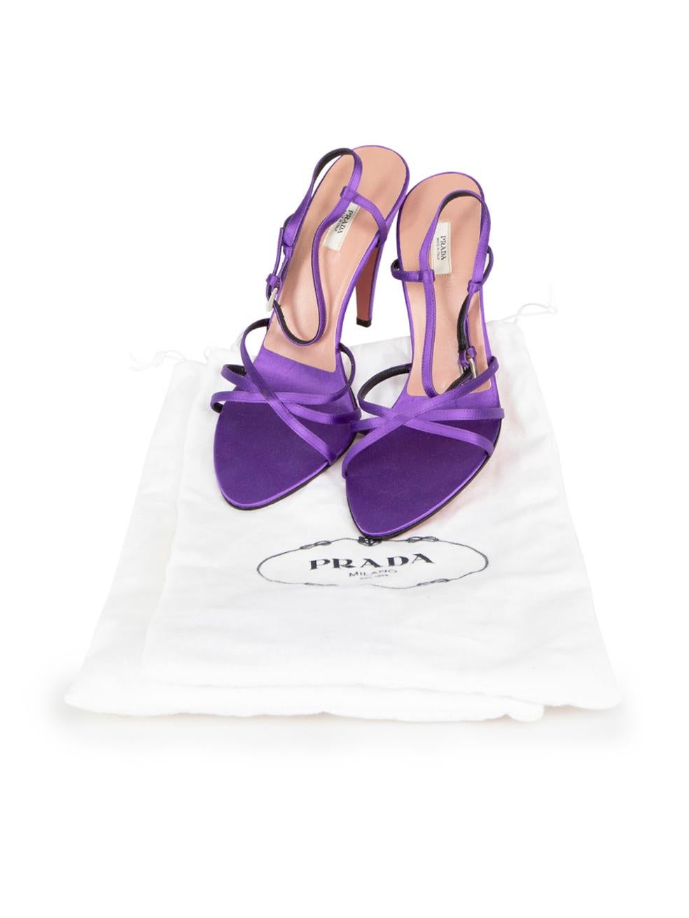 Prada Purple Satin Strappy Sandals Size IT 38.5 For Sale 1