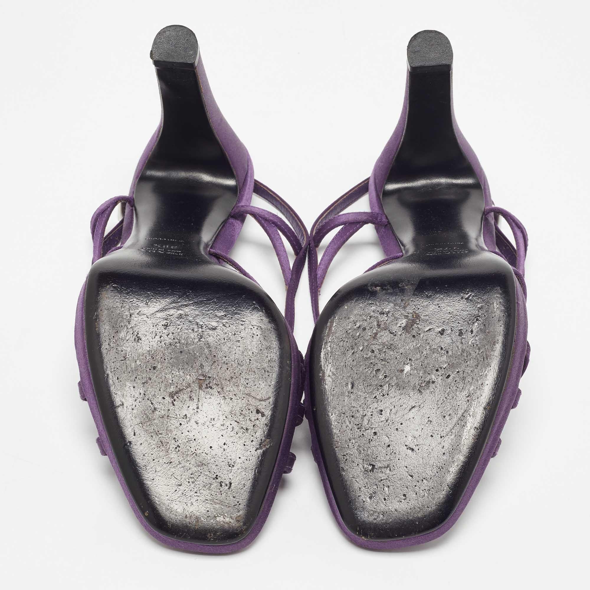 Prada Purple Satin Strappy Slingback Sandals Size 39.5 For Sale 1