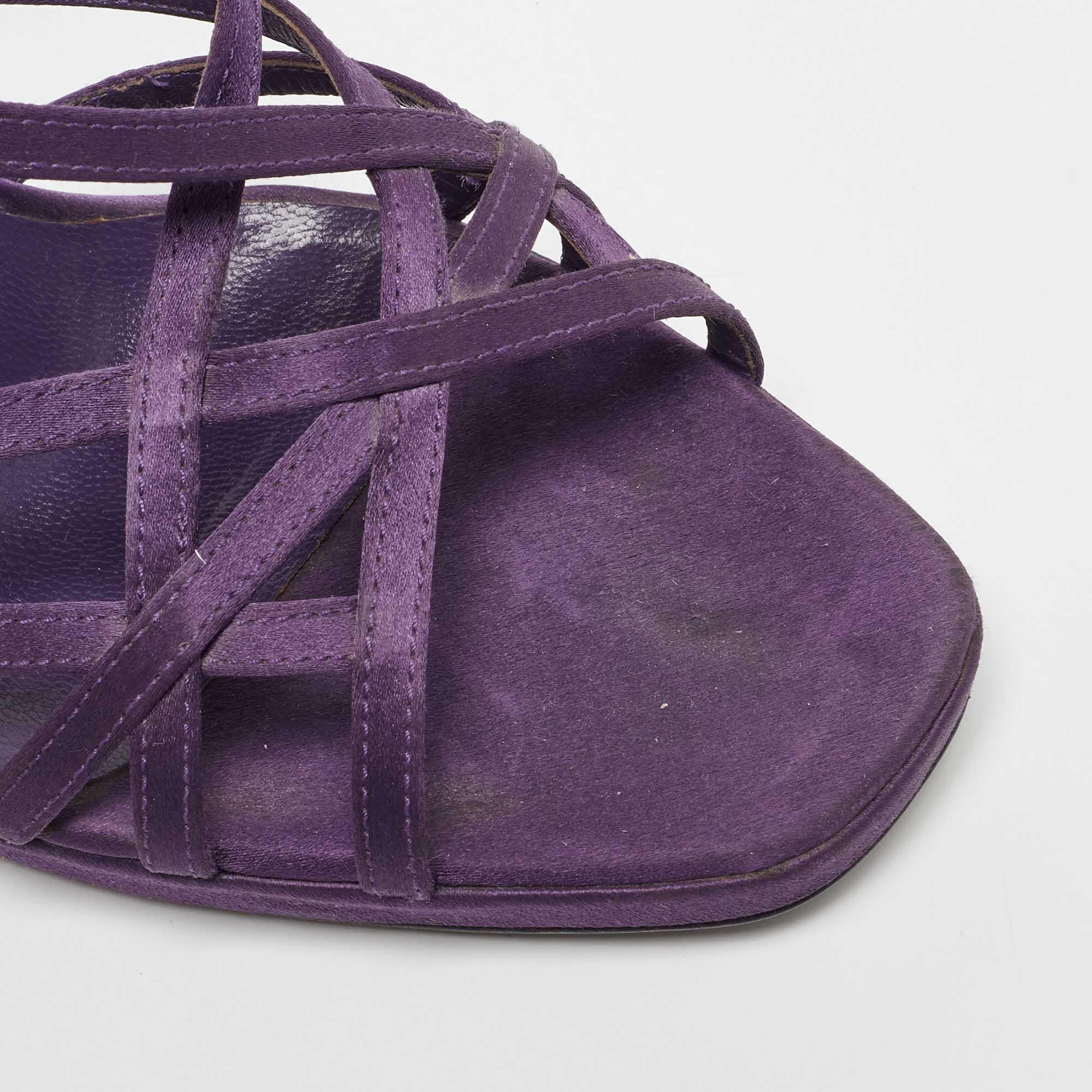 Prada Purple Satin Strappy Slingback Sandals Size 39.5 For Sale 2