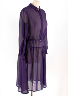 Prada Purple Sheer Belted Shirt Dress 38