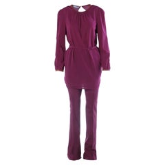 Prada Purple Silk Co-Ord Set Tunic Top & Tailored Trousers- '90s
