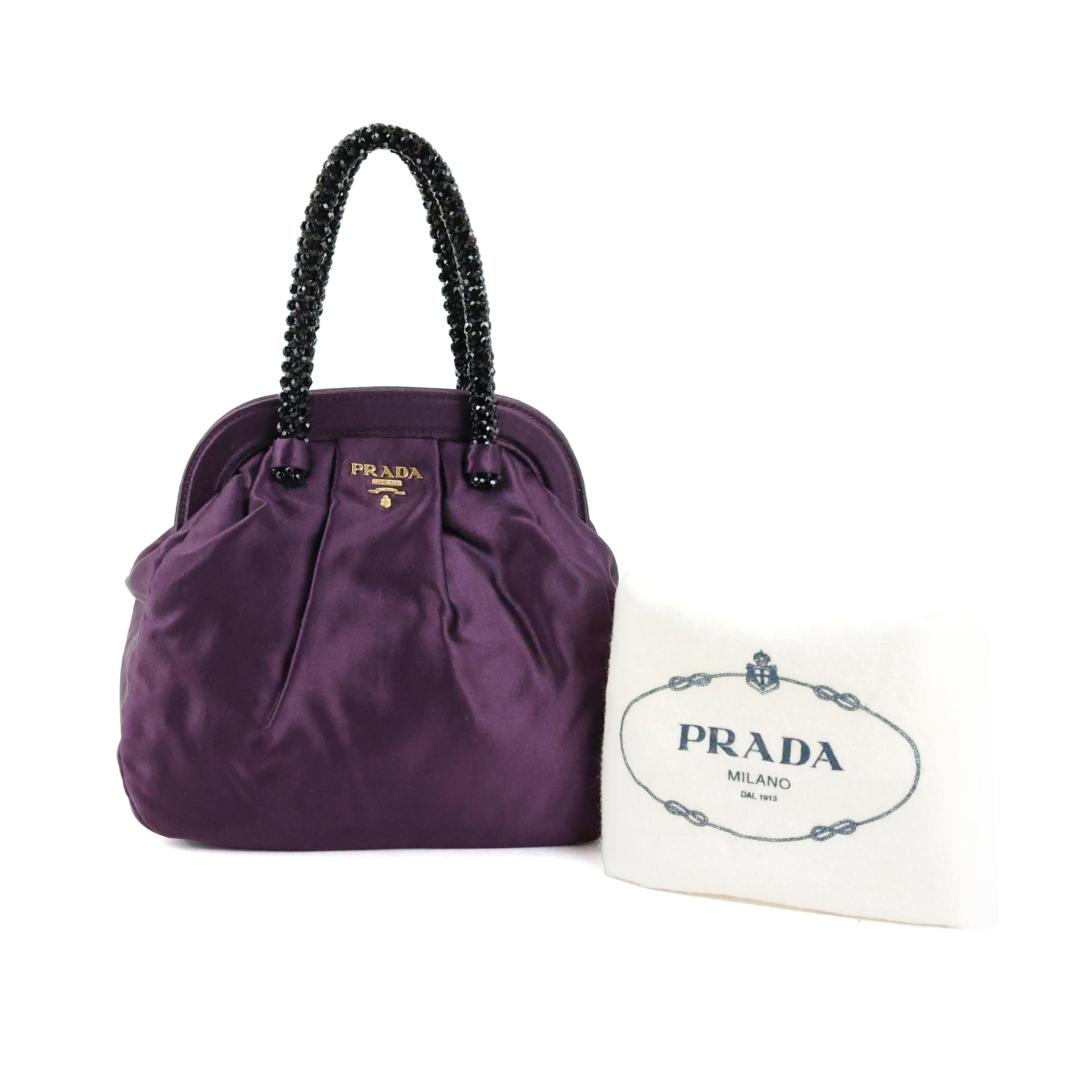 Prada Purple Silk Jewelry Handle Bag For Sale 1