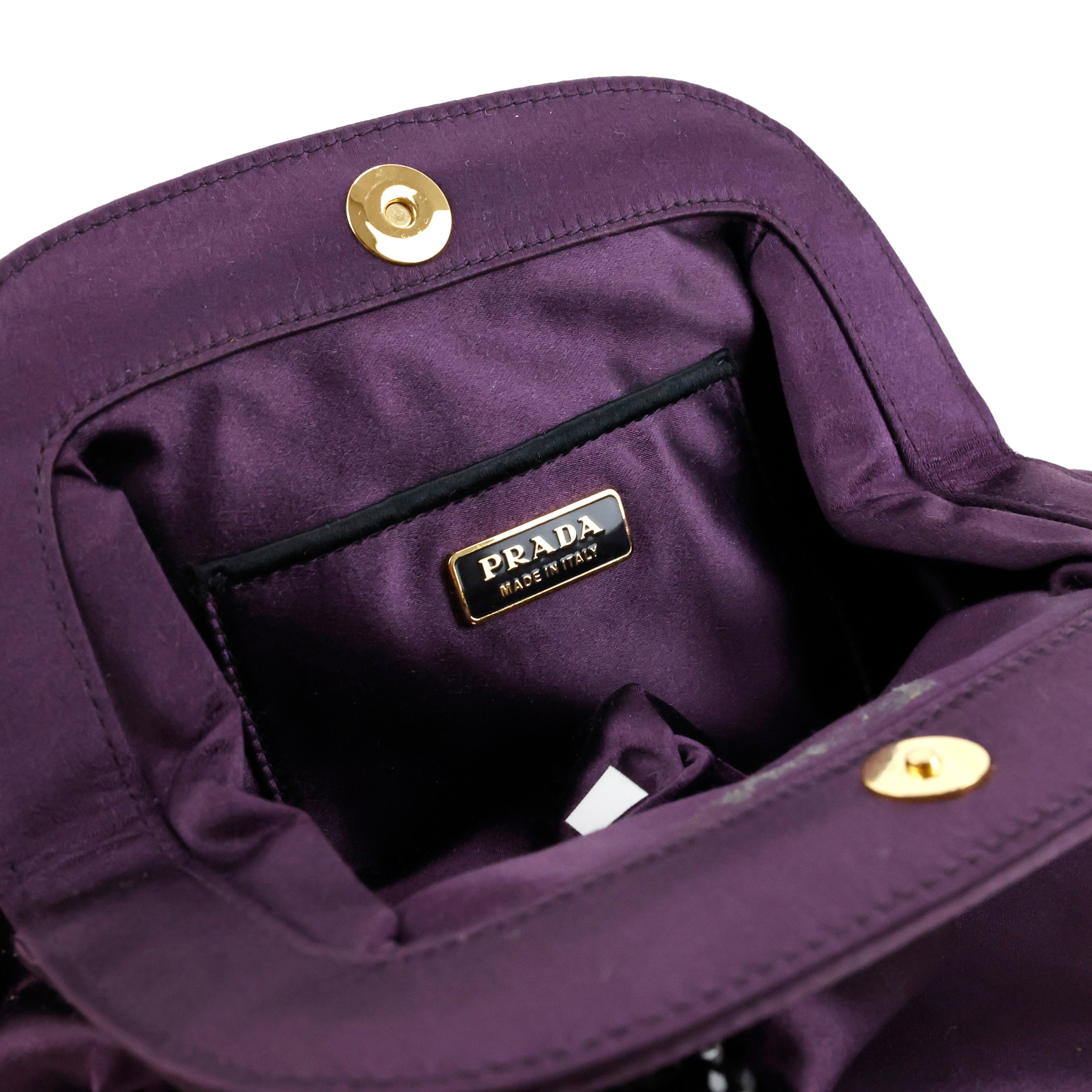 Prada Purple Silk Jewelry Handle Bag For Sale 2