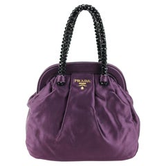 Used Prada Purple Silk Jewelry Handle Bag