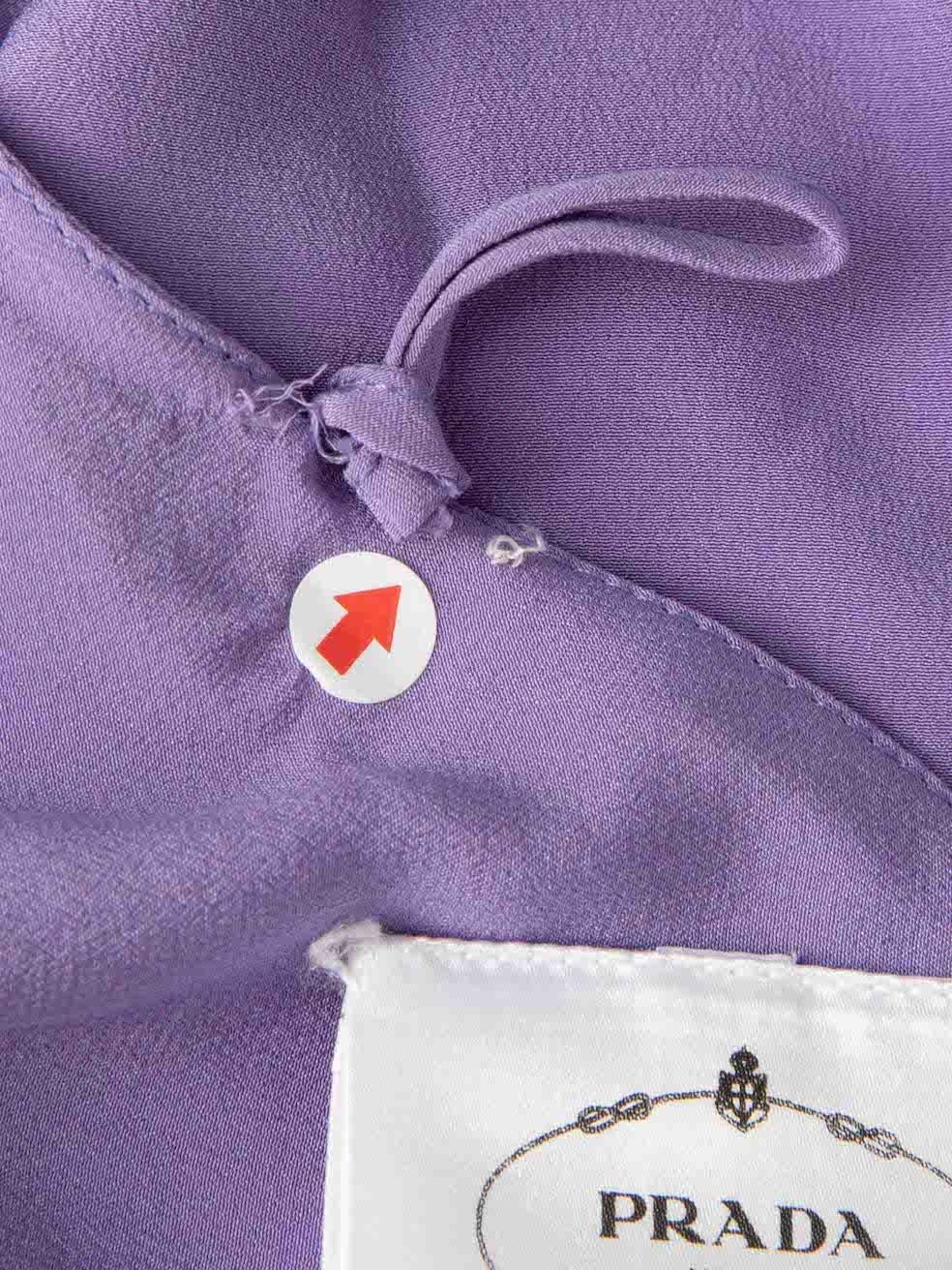 Prada Purple Silk Logo Plaque Halterneck Crop Top Size XS 2
