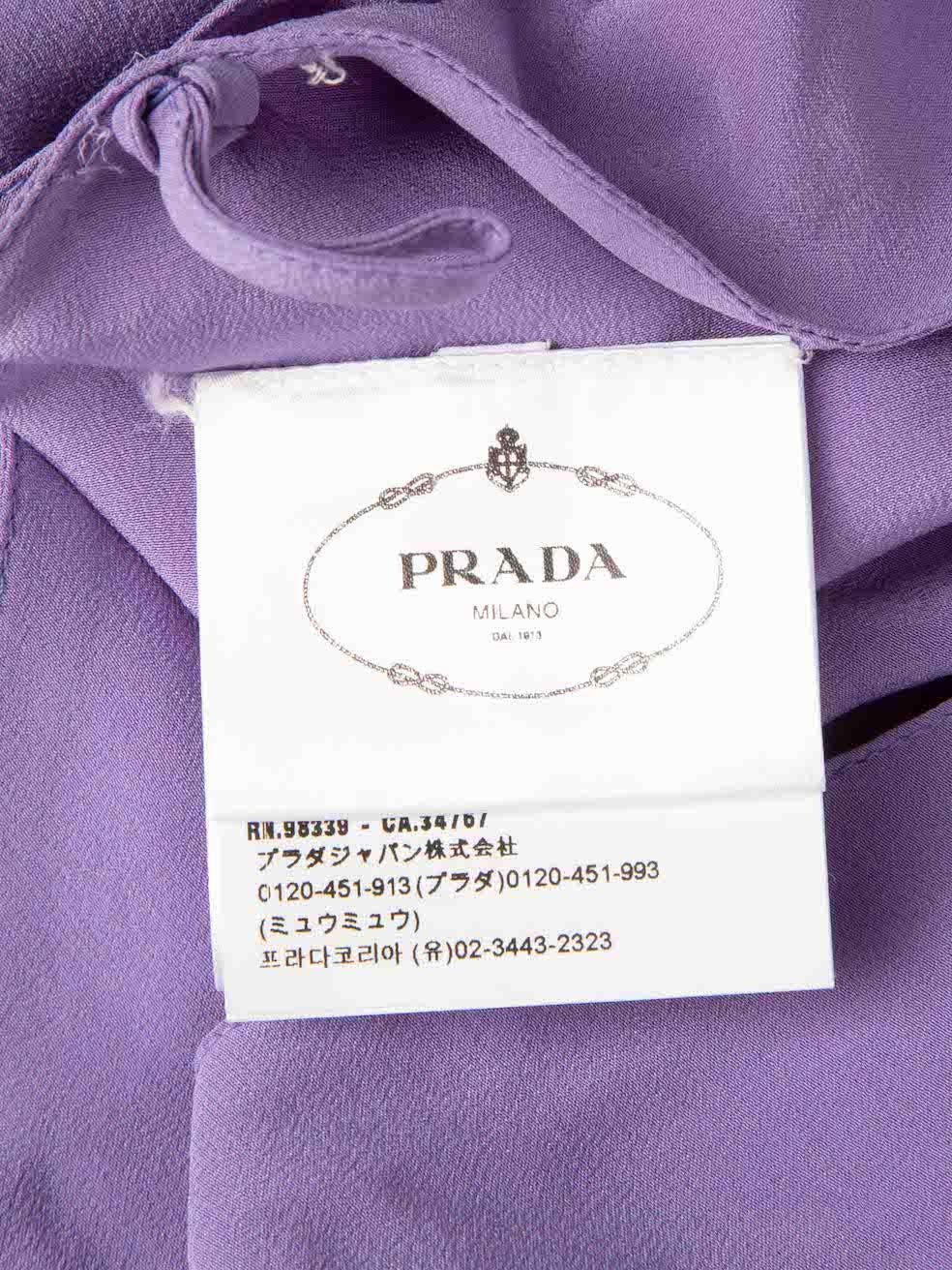 Prada Purple Silk Logo Plaque Halterneck Crop Top Size XS 3