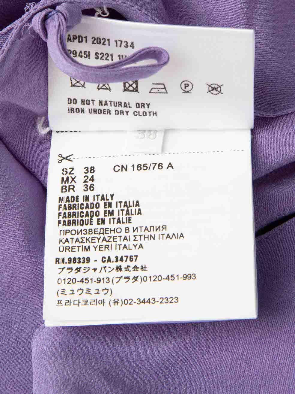 Prada Purple Silk Logo Plaque Halterneck Crop Top Size XS 4