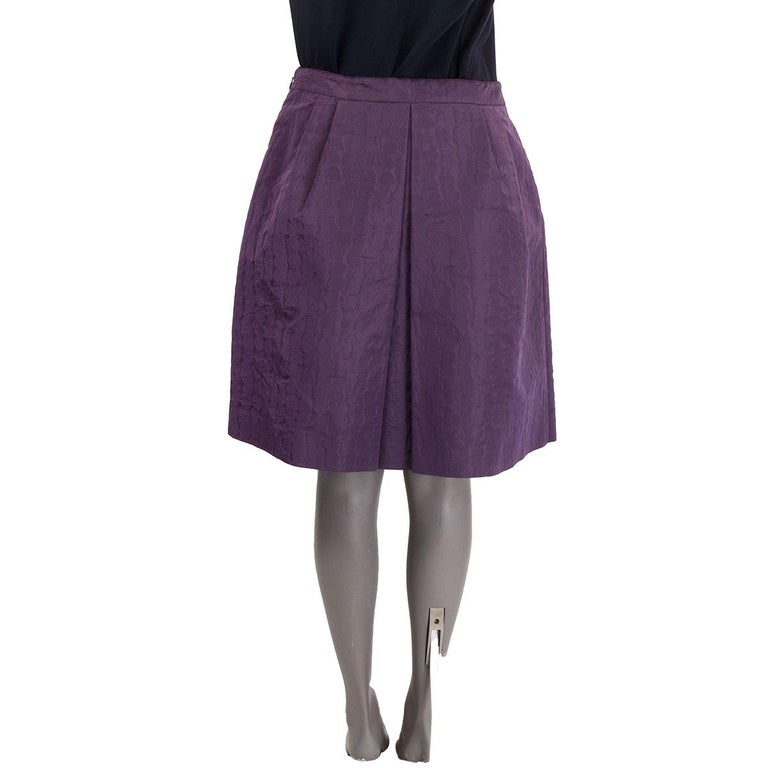 PRADA purple silk and polyester TEXTURED PLEATED Skirt 42 M For Sale at ...