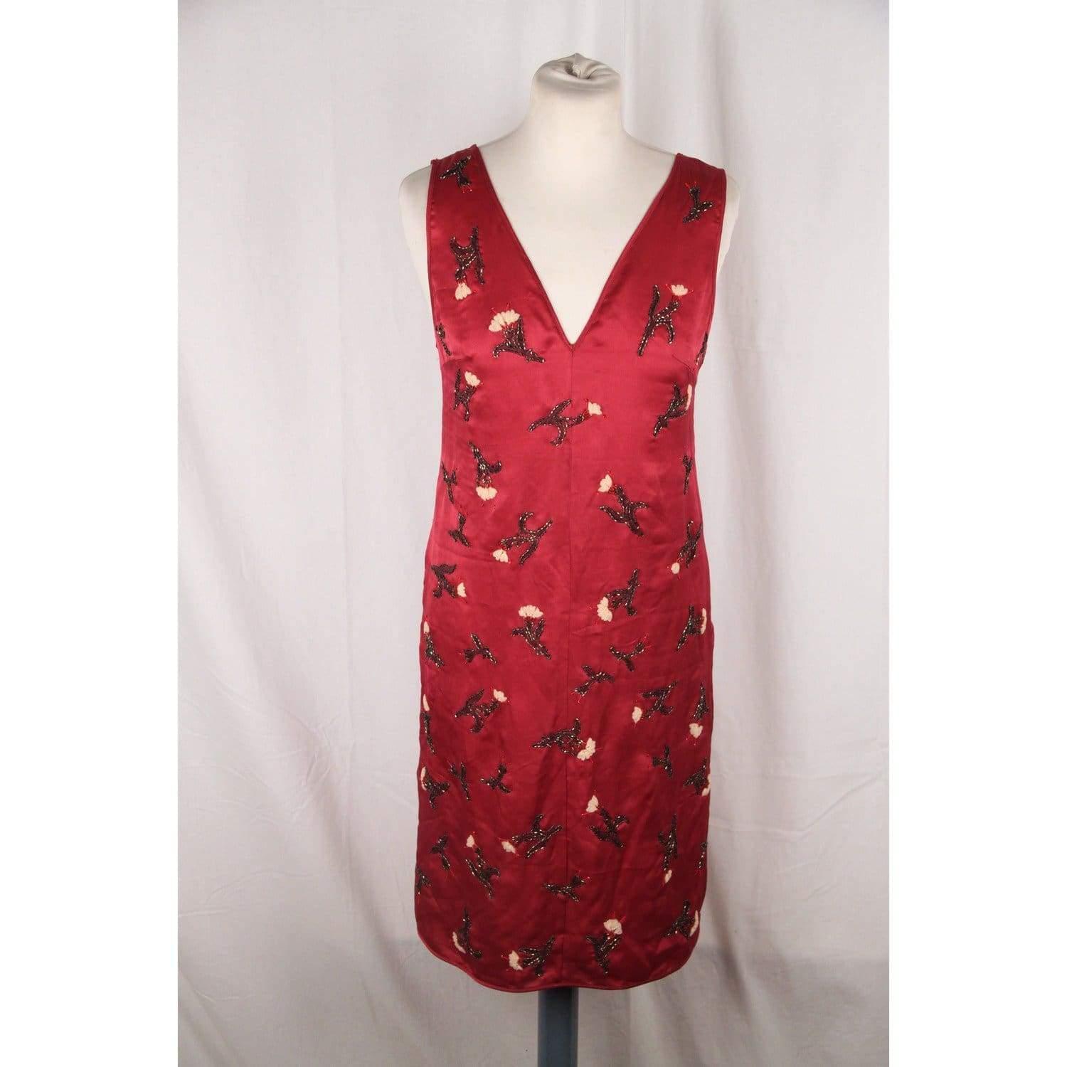 PRADA Purple Silk SLEEVELESS DRESS with Beading SIZE 40 In Excellent Condition In Rome, Rome