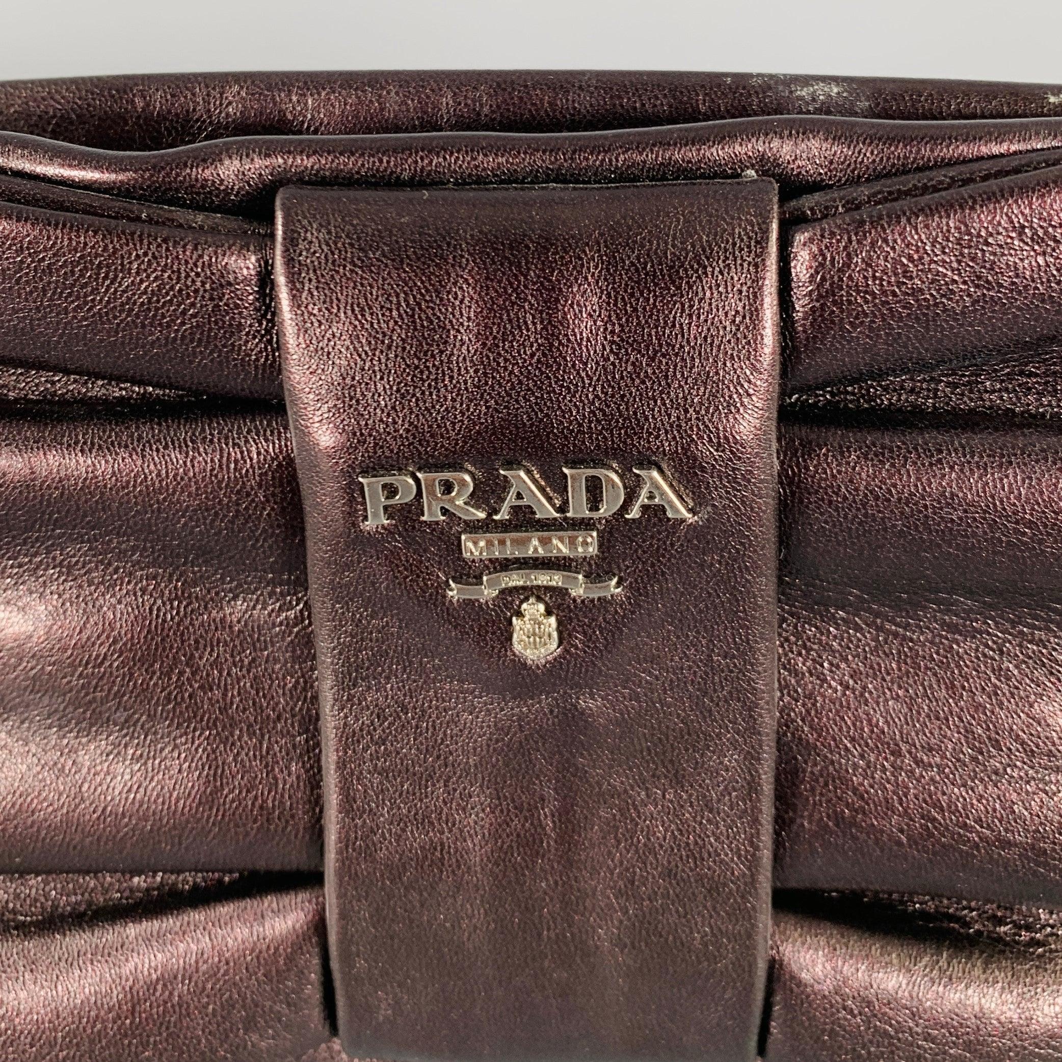 Black PRADA Purple Silver Bow Leather Cross Body Handbag For Sale