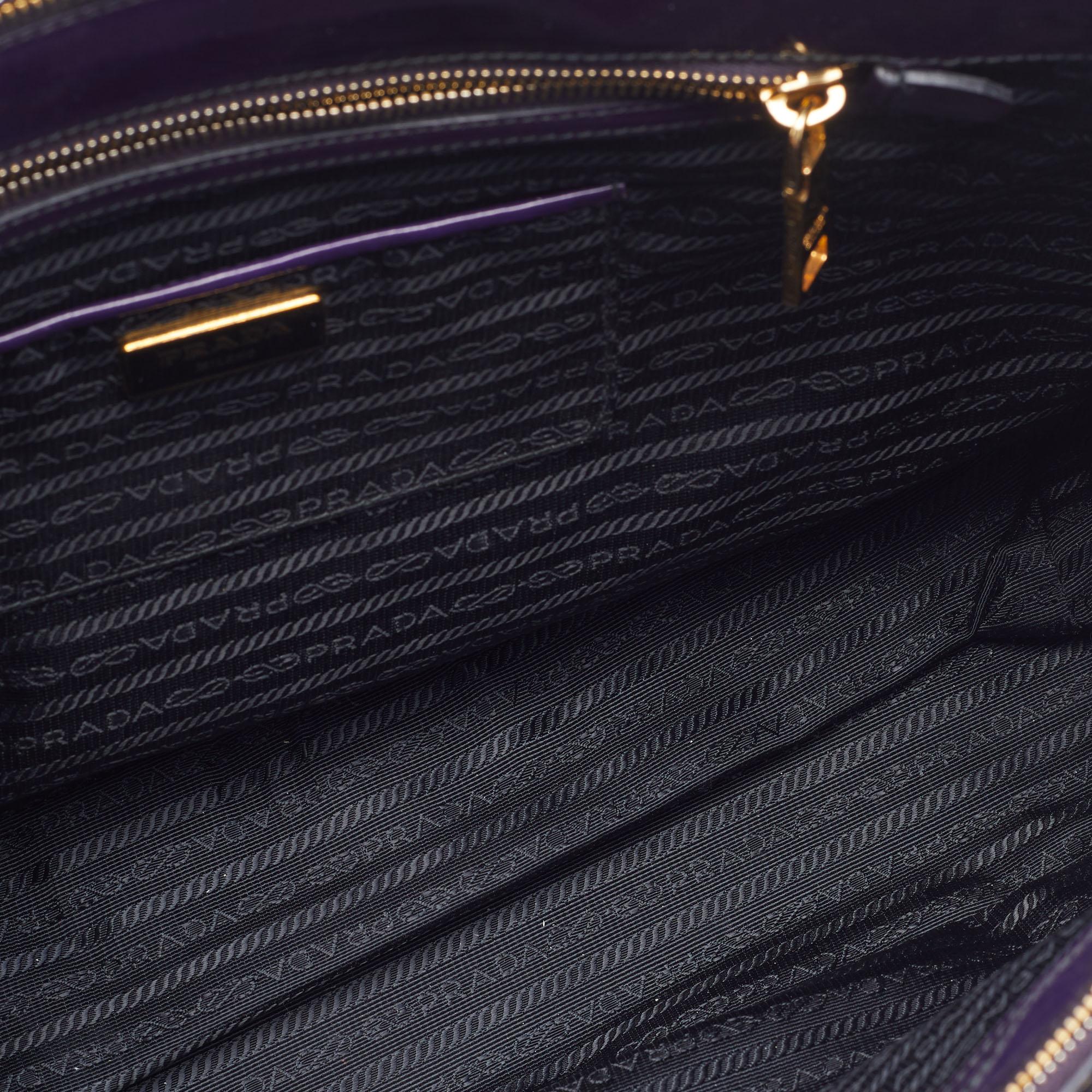Prada Purple Spazzolato Leather Large Galleria Tote 2