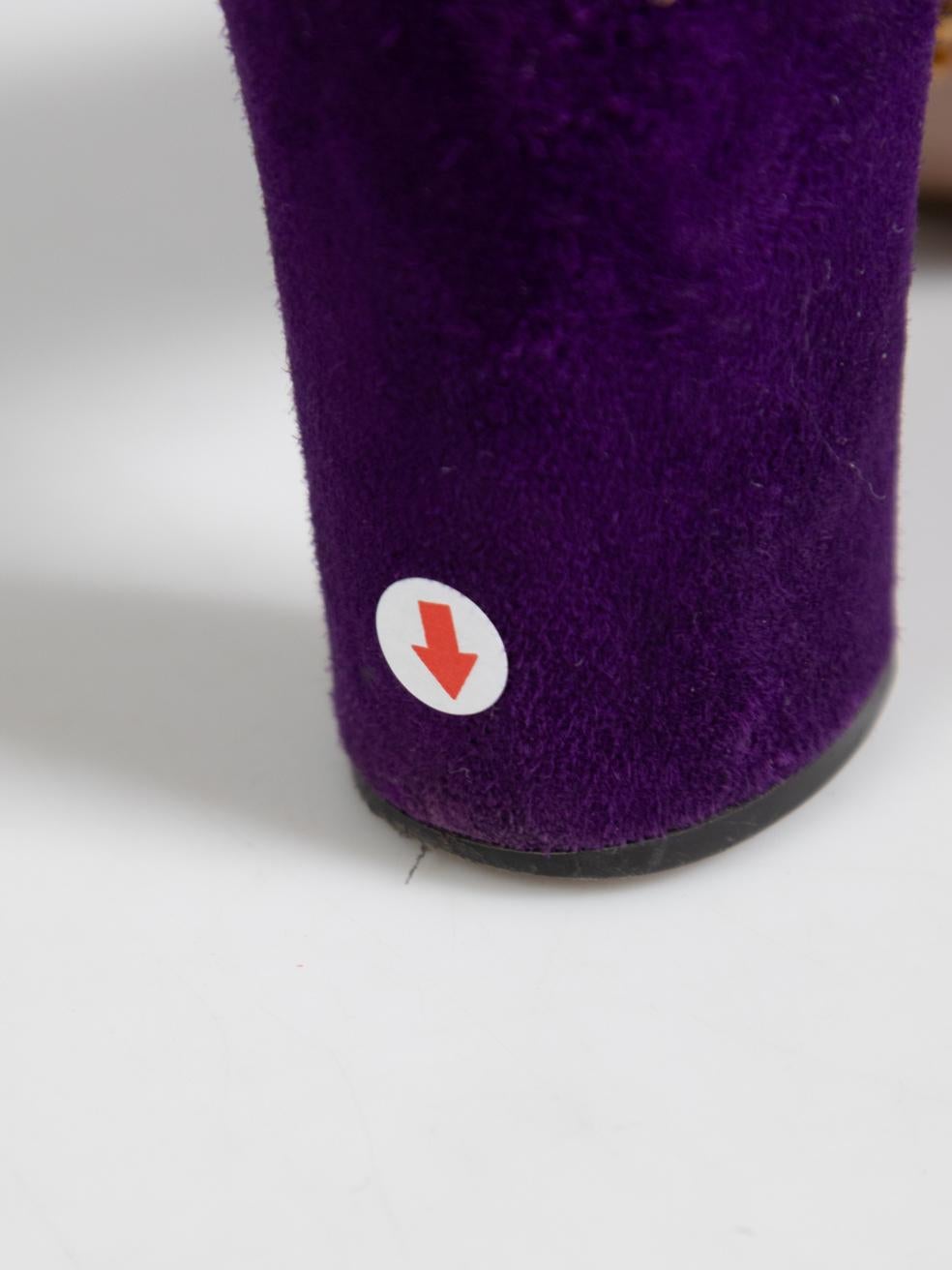 Escarpins Prada à bout ouvert en daim violet, taille IT 39,5 en vente 5