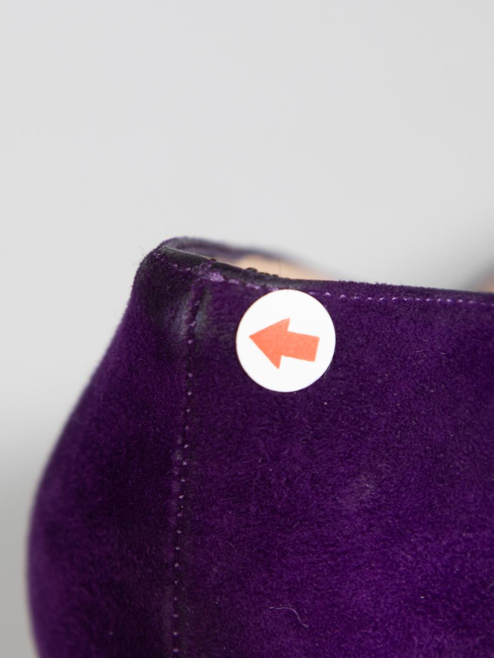 Escarpins Prada à bout ouvert en daim violet, taille IT 39,5 en vente 2