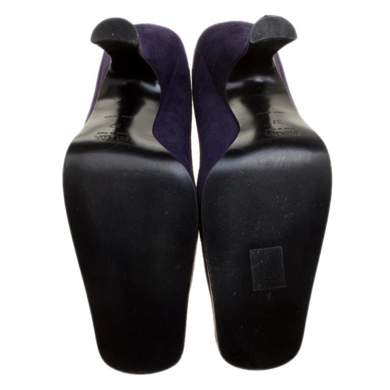 Prada Purple Suede Square Toe Pumps Size 37 at 1stDibs