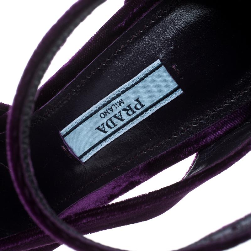 Prada Purple Velvet Criss Cross Ankle Strap Sandals Size 36 1