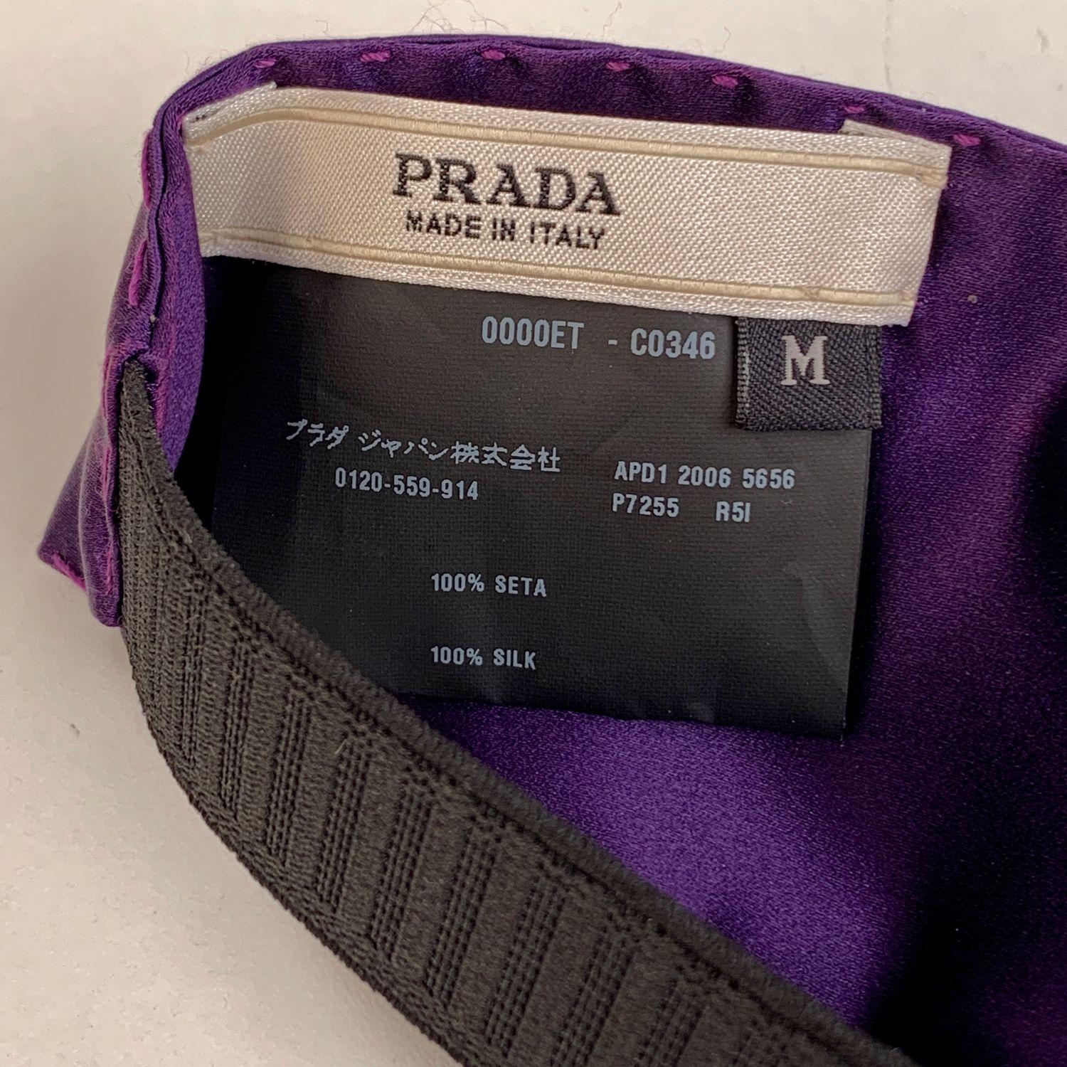 Prada Purple Violet Silk Elastic Twist Front Headband In Excellent Condition In Rome, Rome