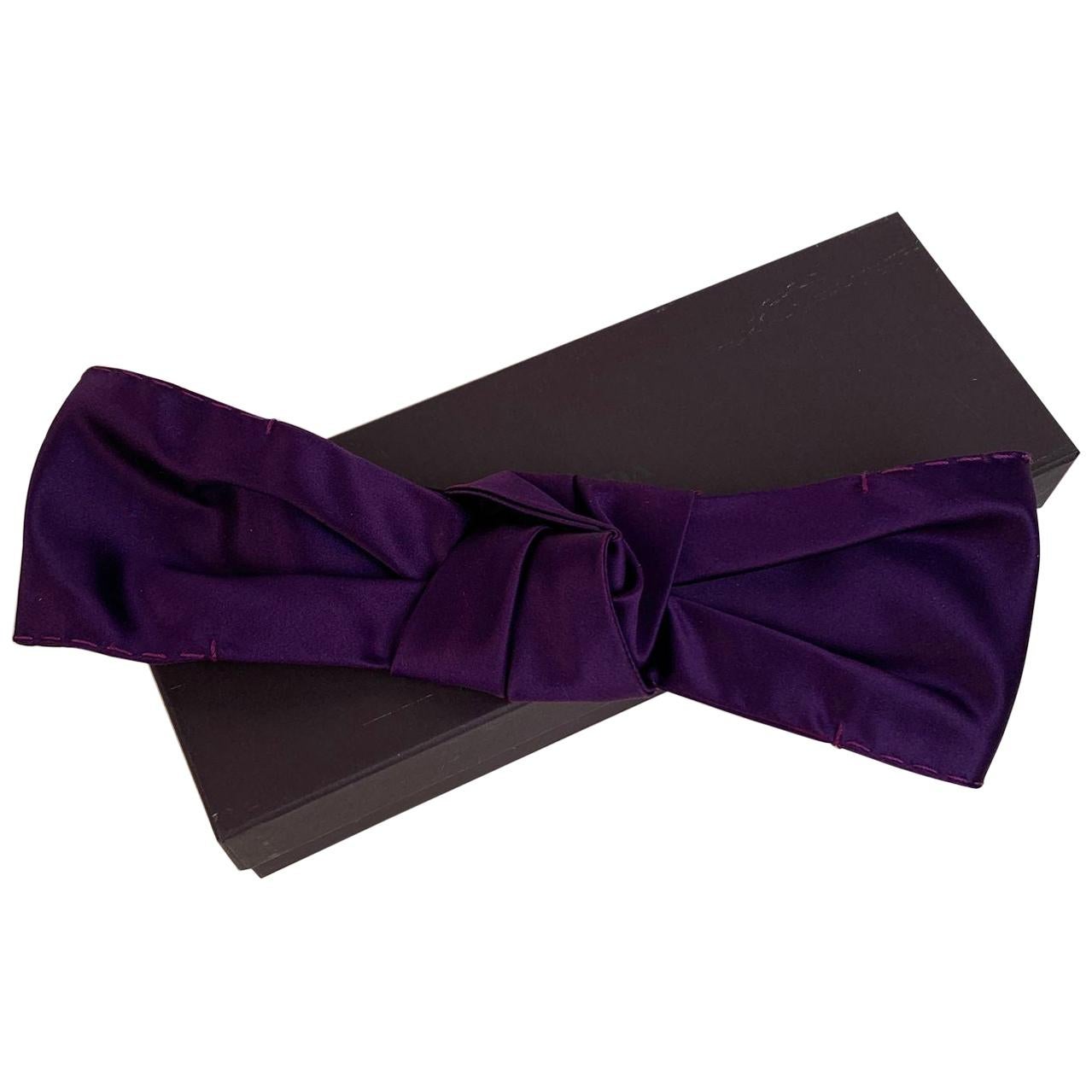 Prada Purple Violet Silk Elastic Twist Front Headband