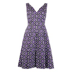 PRADA purple wool PRINTED Sleeveless Dress 40