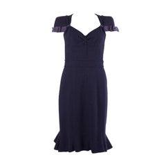 PRADA purple wool Short Sleeve TRUMPET Cocktail Dress 42