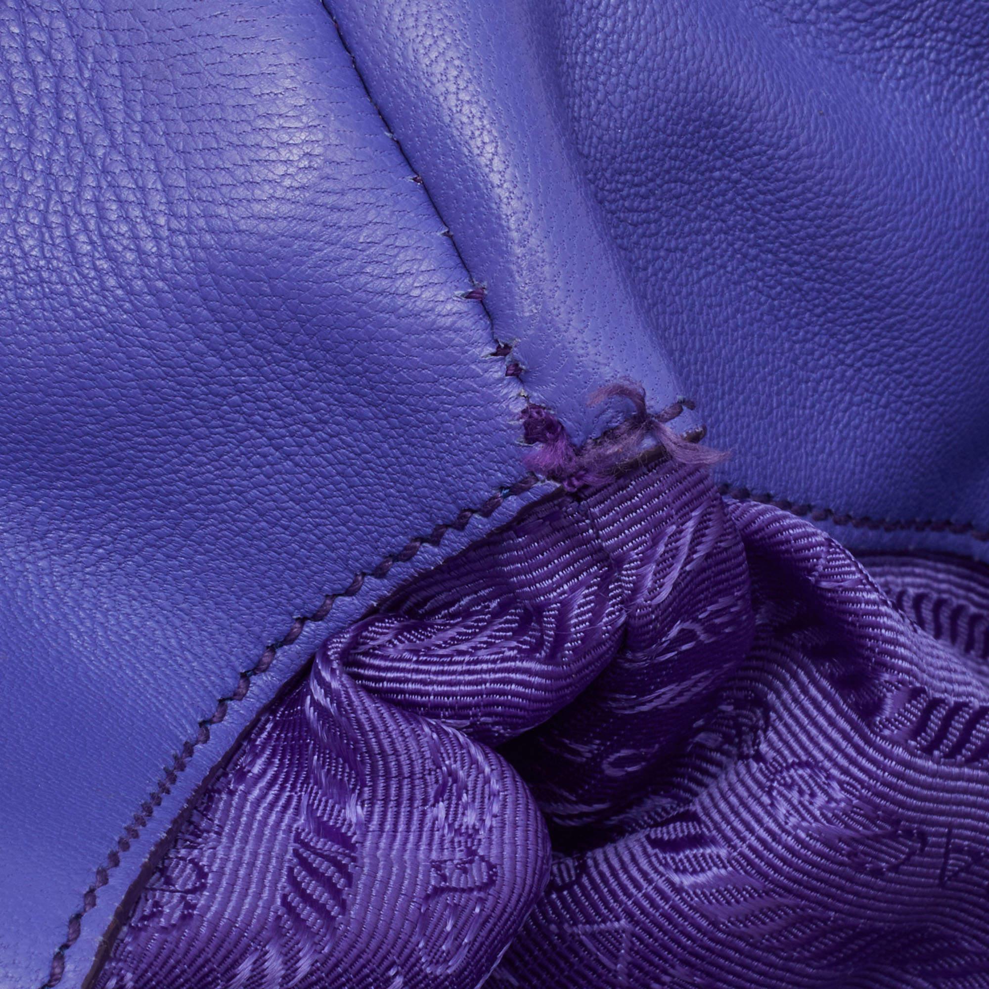 Prada Purple Woven Patent Leather Tote 8