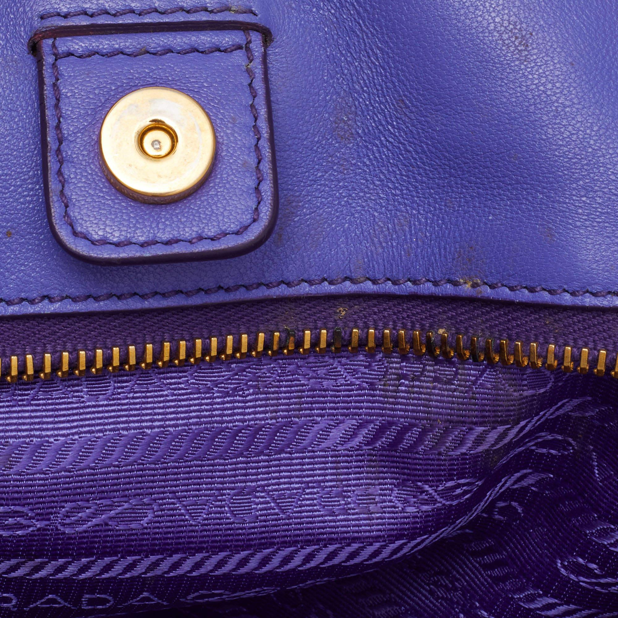 Prada Purple Woven Patent Leather Tote 9