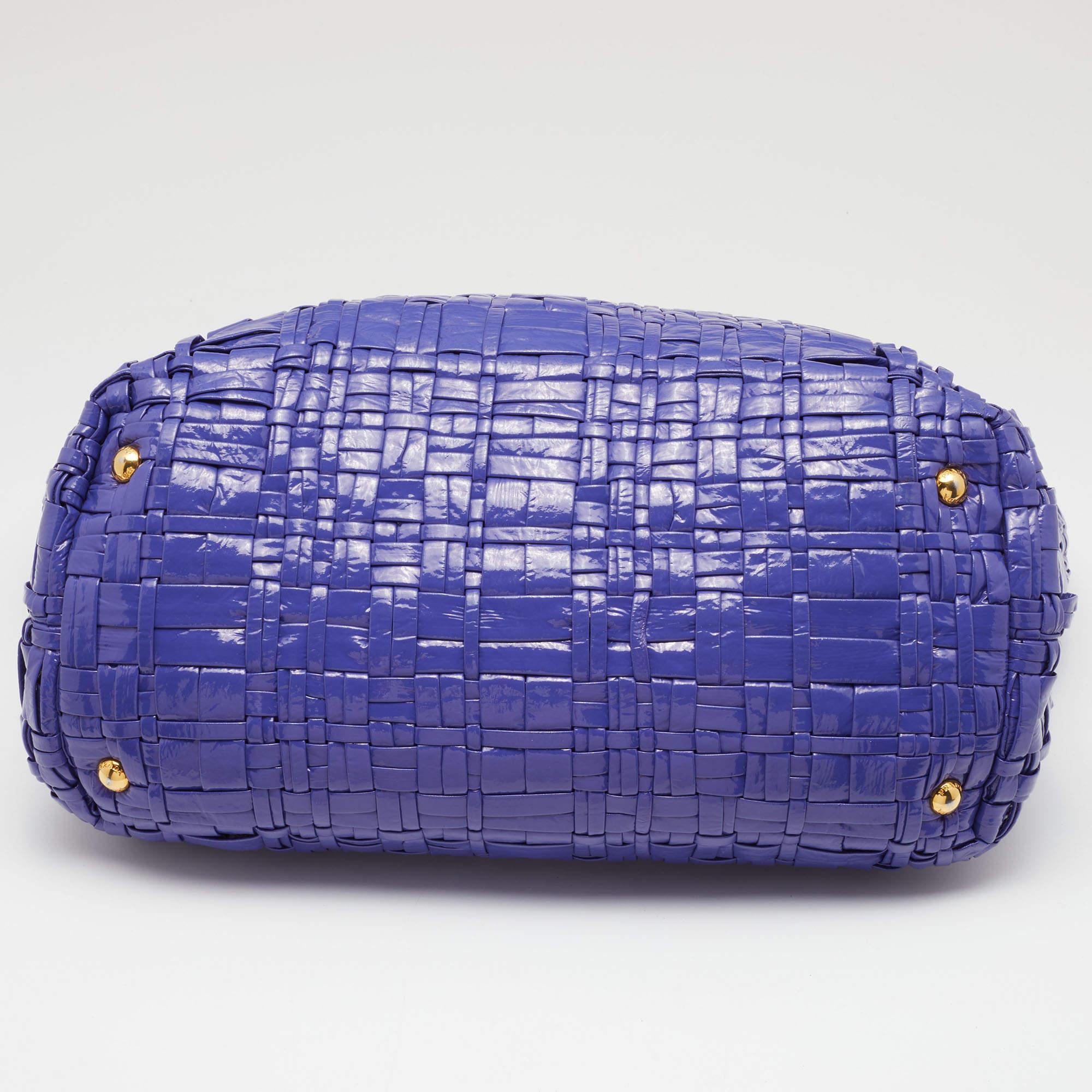Prada Purple Woven Patent Leather Tote 4