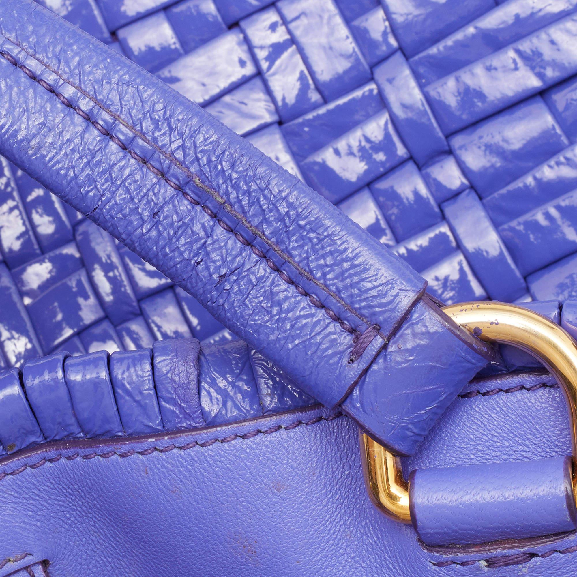 Prada Purple Woven Patent Leather Tote 5