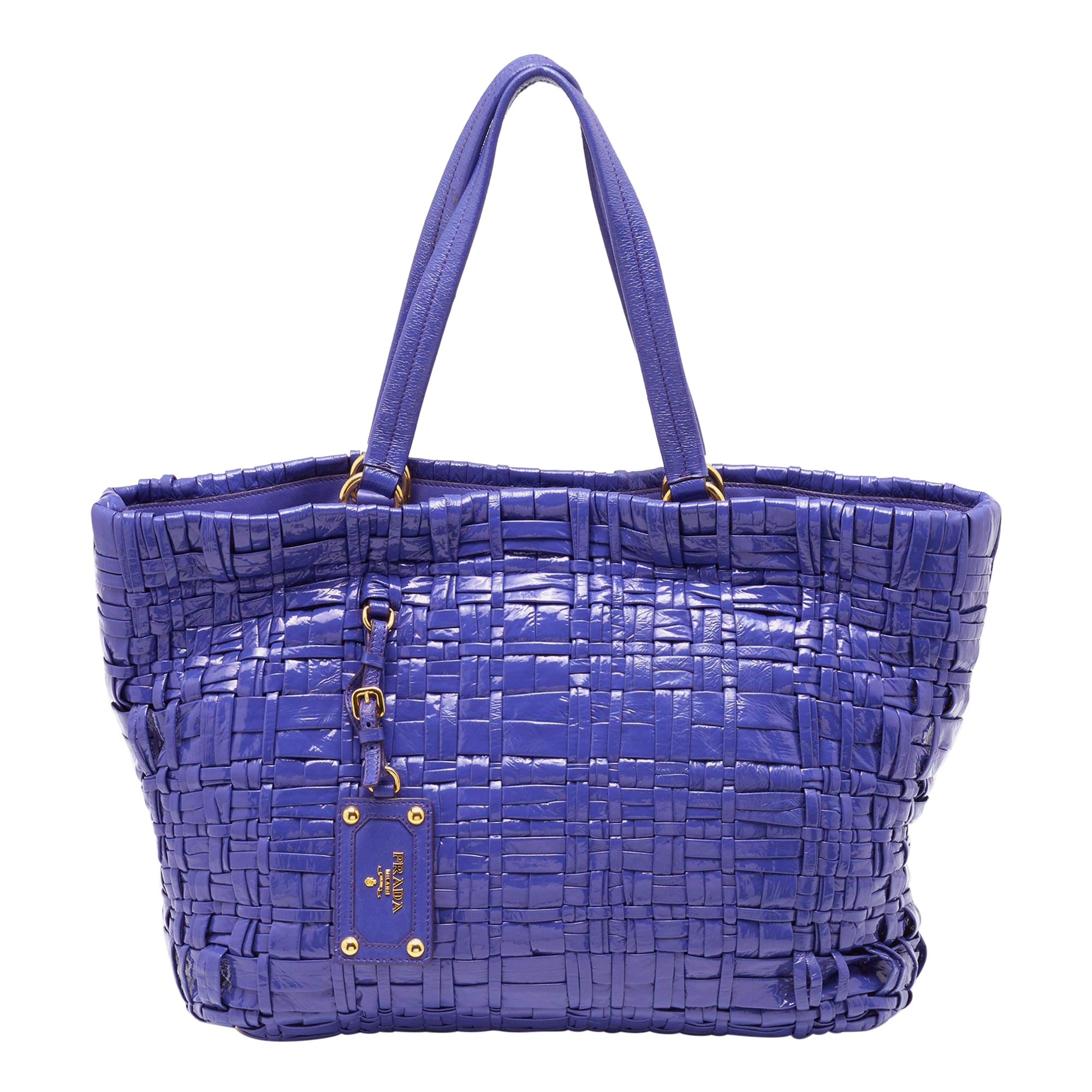 Prada Purple Woven Patent Leather Tote