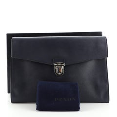 Prada Push Lock Portfolio Saffiano Leather Large