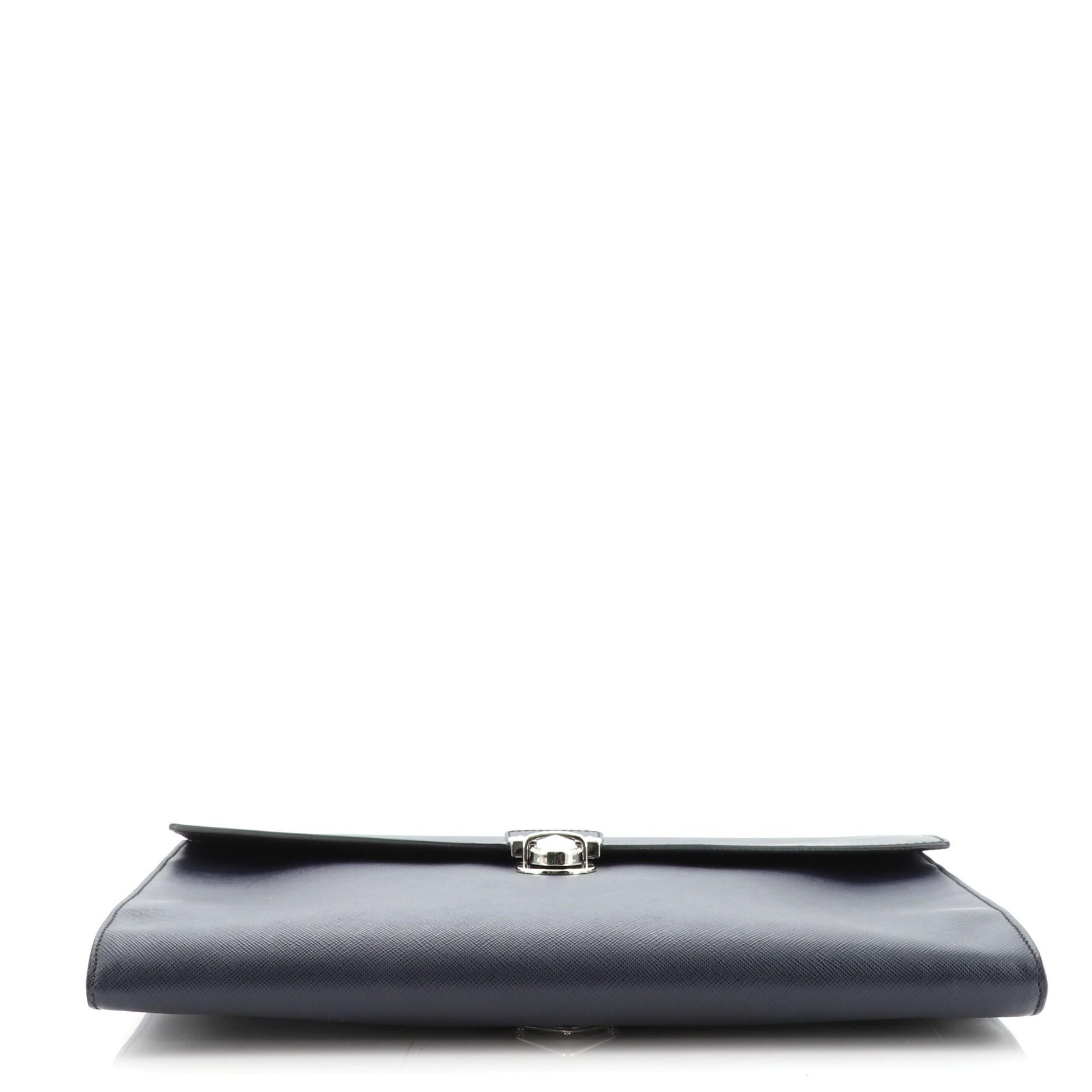 Prada Push Lock Portfolio Saffiano Leder Groß für Damen oder Herren