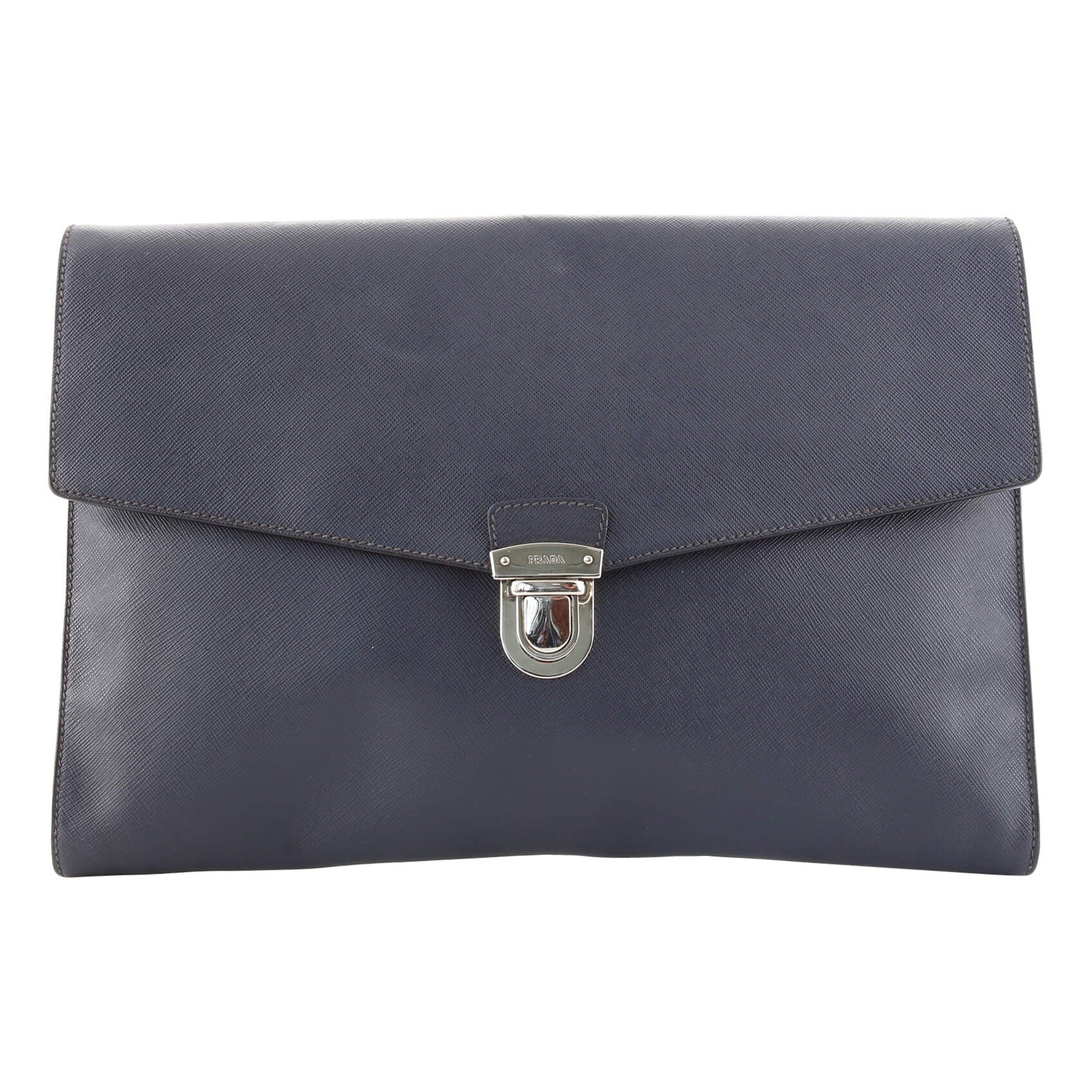 Prada Push Lock Portfolio Saffiano Leather Large