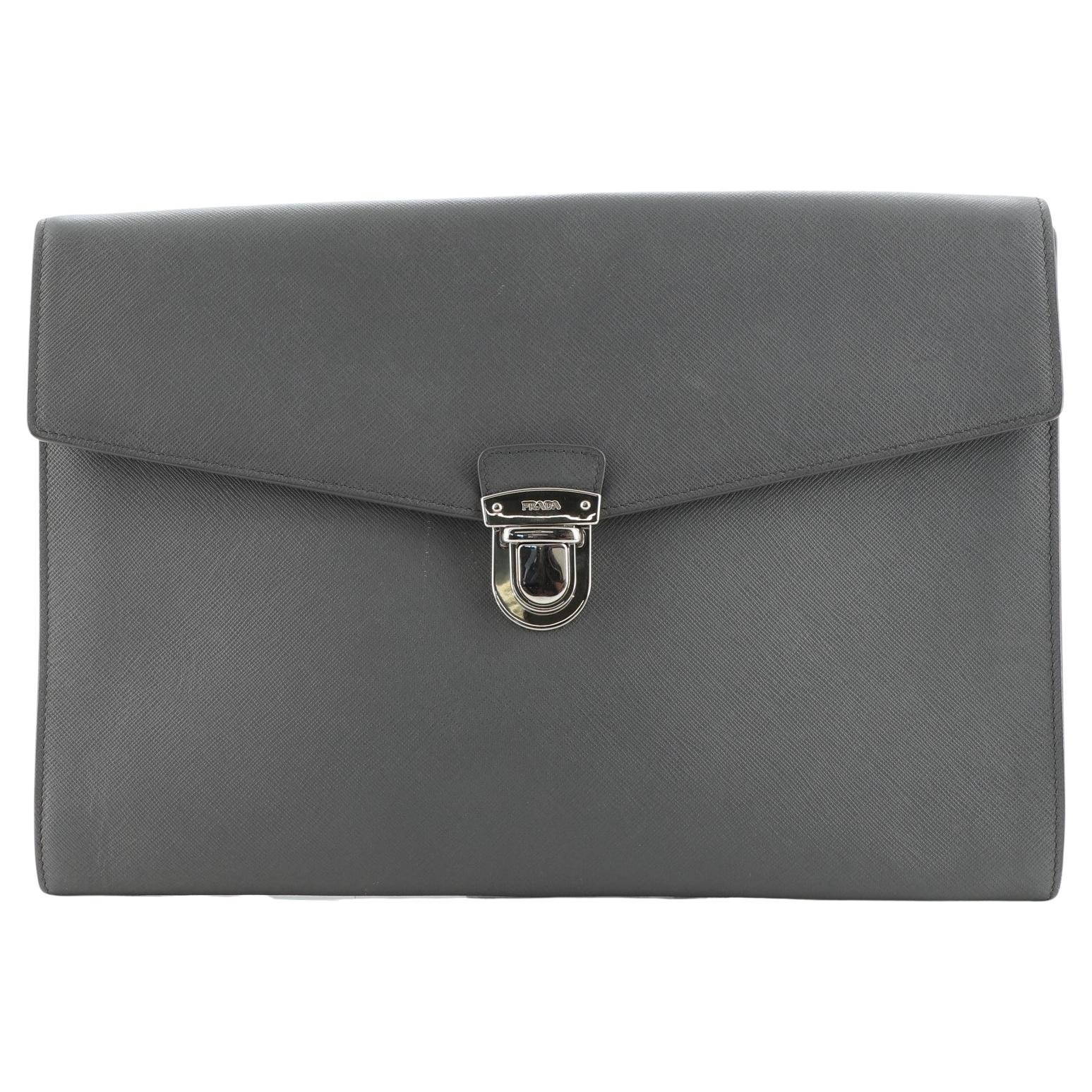 Prada Push Lock Portfolio Saffiano Leather Large