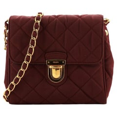 Prada Pushlock Chain Flap Bag Quilted Tessuto Mini