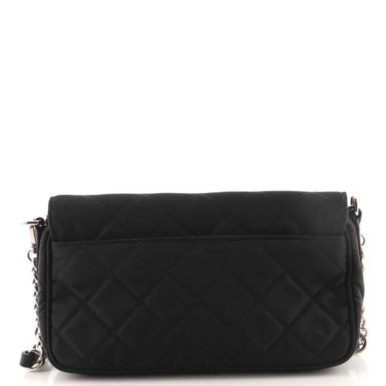Prada Pushlock Chain Flap Bag Quilted Tessuto Small For Sale at 1stDibs