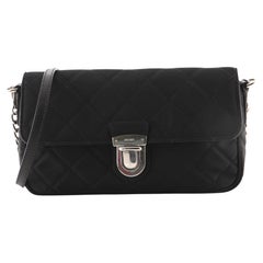 Prada Pushlock Chain Flap Bag Quilted Tessuto Small