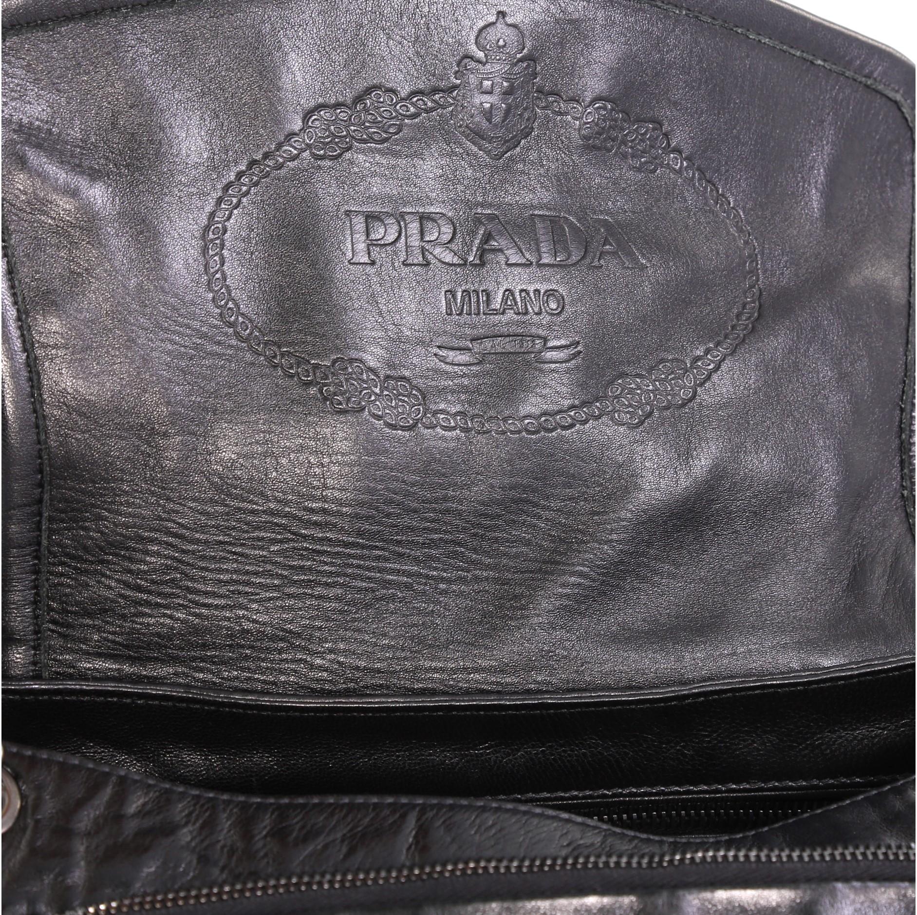 Women's Prada Pushlock Chain Flap Shoulder Bag Nappa Antique Medium