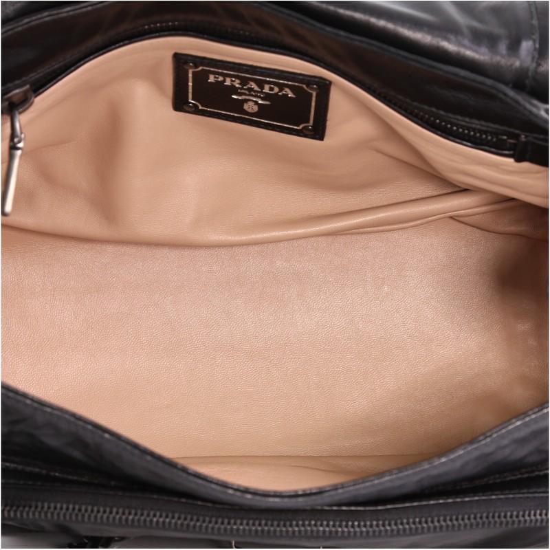Black Prada Pushlock Chain Flap Shoulder Bag Nappa Antique Medium