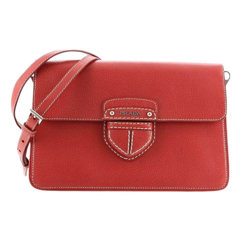Prada Pushlock Flap Crossbody Bag Cinghiale Leather Medium