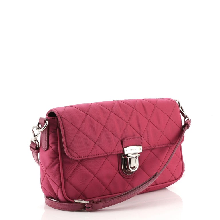 Prada Saffiano Pattina Flap Bag - Pink Crossbody Bags, Handbags