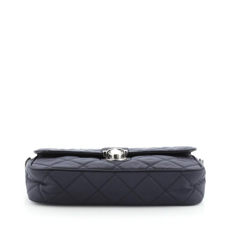 Prada Pushlock Flap Crossbody Bag Quilted Tessuto with Saffiano Small In Good Condition In NY, NY