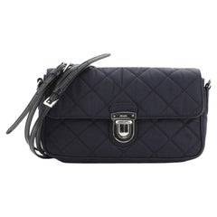 Prada Pushlock Flap Crossbody Bag Quilted Tessuto with Saffiano Small