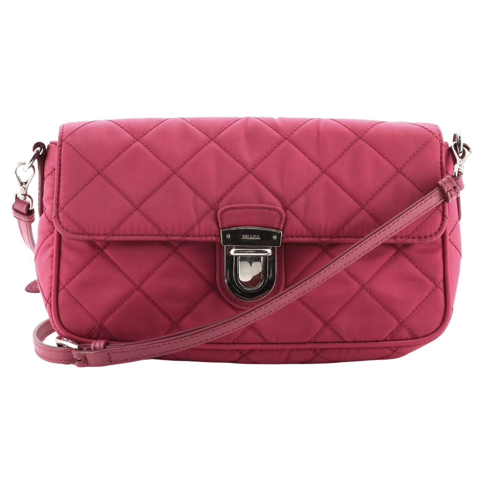 Prada Saffiano Pattina Crossbody Bag - Pink Crossbody Bags