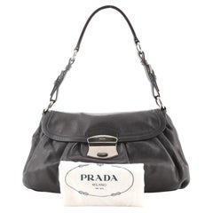 Prada Pushlock Shoulder Bag Soft Calf Medium Black