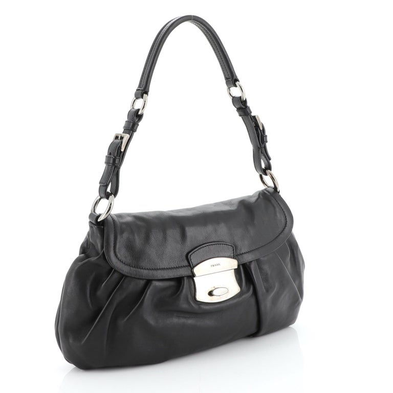 Prada Pushlock Shoulder Bag Soft Calfskin Medium at 1stDibs