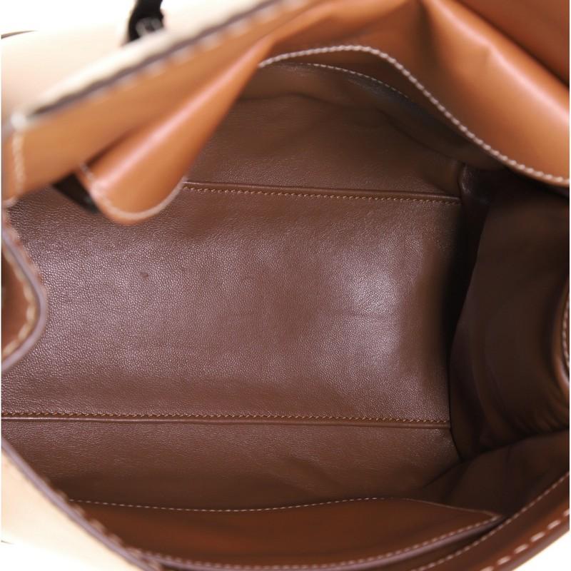 Brown Prada Pushlock Top Handle Bag Stitched Leather Medium