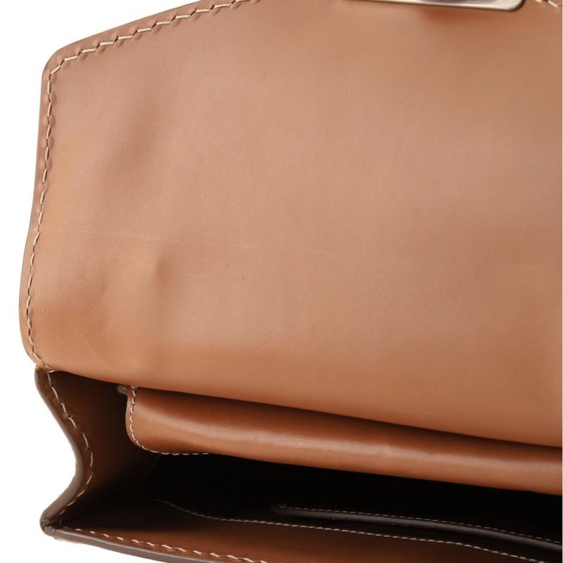 Prada Pushlock Top Handle Bag Stitched Leather Medium In Good Condition In NY, NY